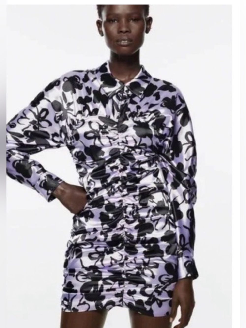 ZARA Satin long sleeved, form fitting dress. Size M NWT’S